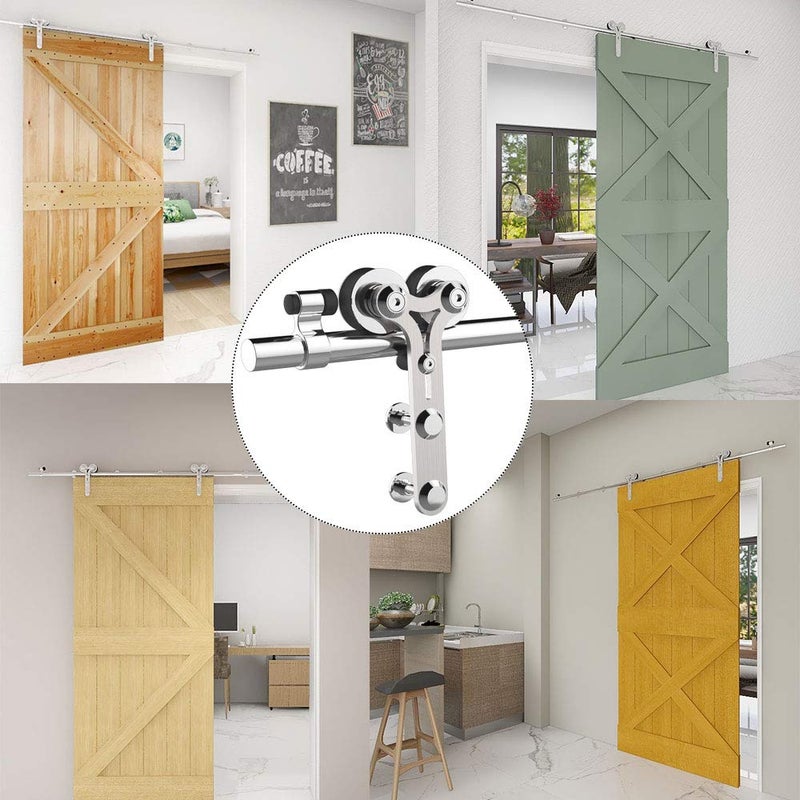TSMST 6FT Sliding Barn Door Hardware Kit, Stainless Steel Heavy Duty Sturdy Barn Door Track for Single Wood Door, Slide Smoothly Quietly (Y Style) - Image 4